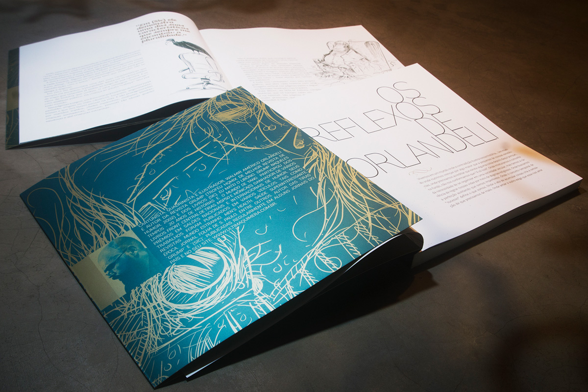 Livro (SIC), de Orlandeli, para a SESI-SP Editora, com capa em tinta metálica e desenho a traço
